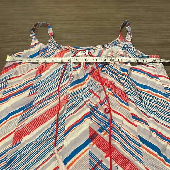 Cabi‎ #5230 Inline Print White Red & Blue Striped Tassel Tank Top Size S - Picture 8 of 9